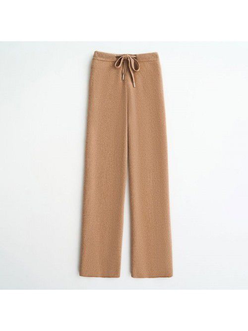Women's knitted wide leg pants with high wais...