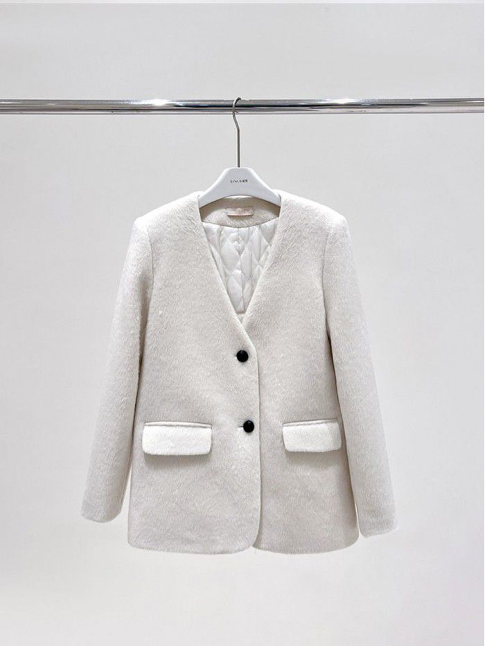 Coat women's winter intellectual temperament gray short coat wool suit