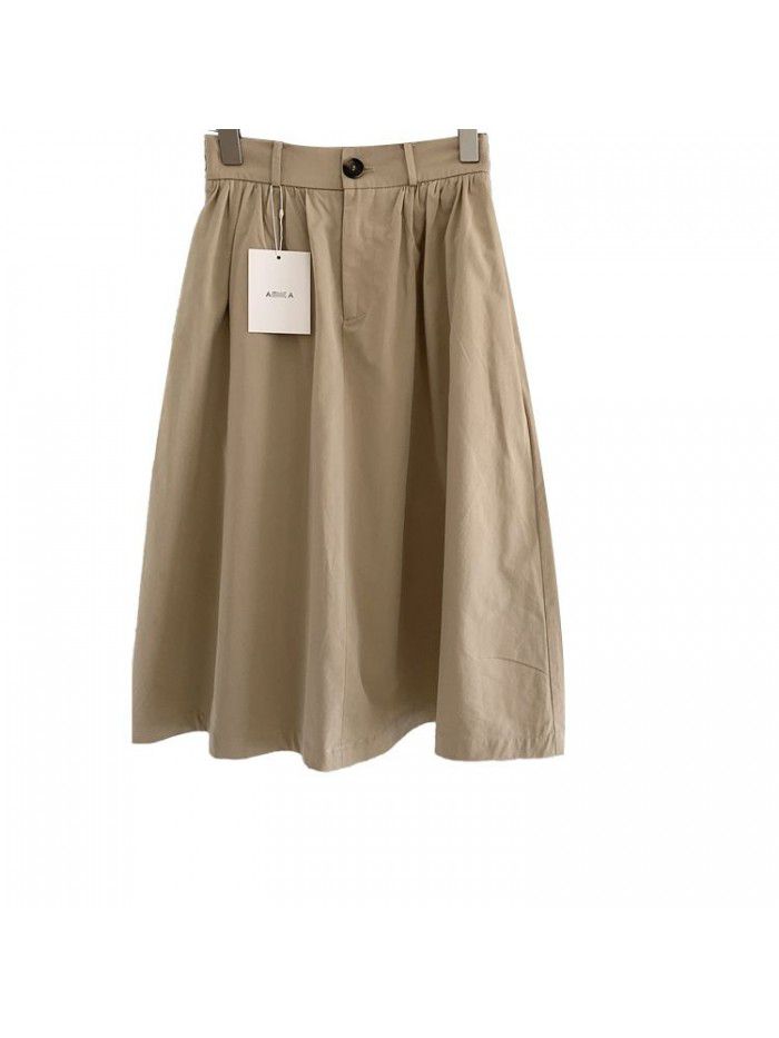 Spring New Korean Version Half Elastic Waist Umbrella Skirt High Waist Slim Solid A-line Mid length Half length Skirt for Women 