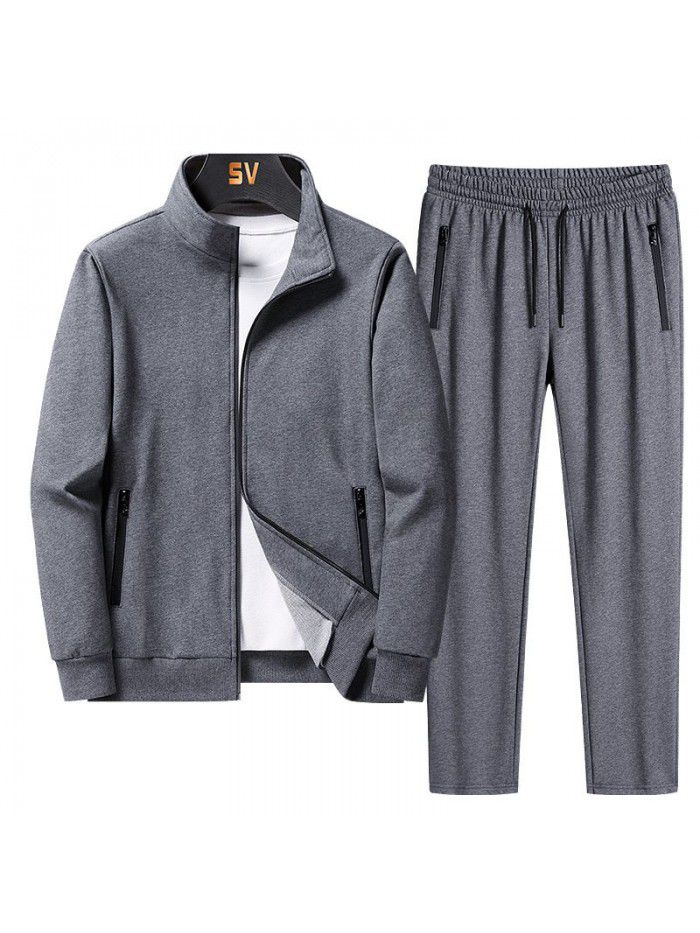 Sports Set Spring and Autumn Season Men's Loose Large Casual Coat Sportswear Two Piece Set 