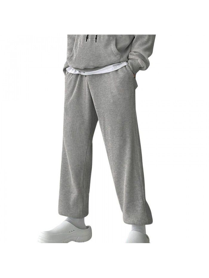 Men's autumn and winter sports set, men's European and American trendy brand plush hooded sweater, fashionable and versatile casual pants 
