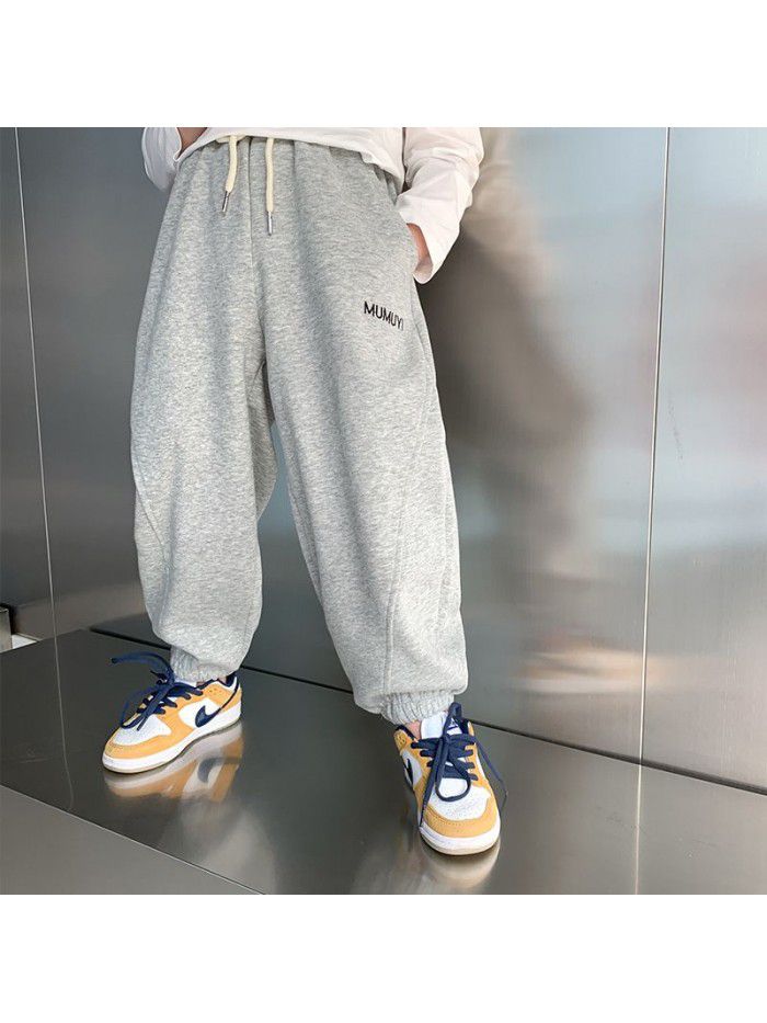 Boys' Baby Pants Spring Loose Fashionable New Children's Small and Middle School Children's Bundle Foot Guard Pants Sweatpants Pure Cotton 