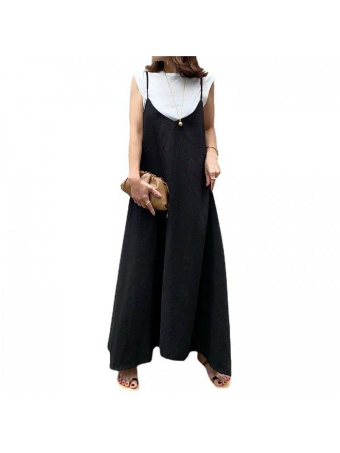 Spot Hanging Dress Korean Edition Women's Summer New Loose and Slim Casual Hanging Dress Long 