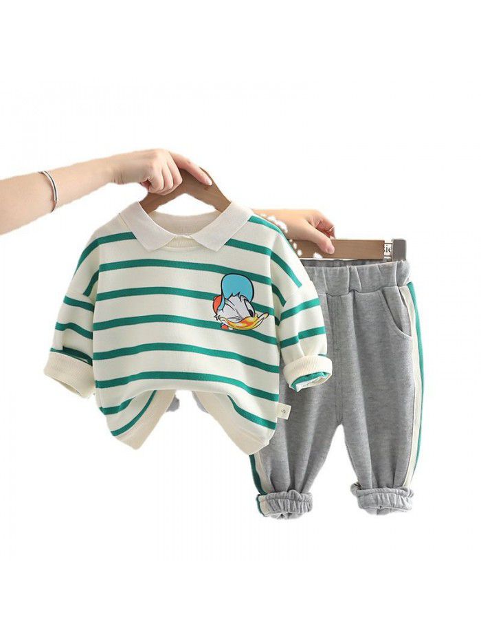 Baby Autumn Fashion Fashionable Children's Clothing Boys 2 Children Autumn Children's Clothing Babies 1 Year Old Boys' Sweater Set Spring and Autumn 