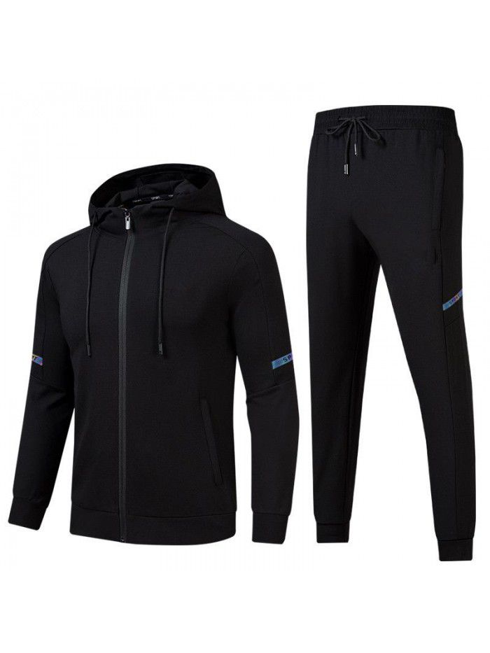 Running, Sports, and Leisure Set for Men's Spring, Autumn, and Winter New High end Hooded Sportswear and Pants Two Piece Set 