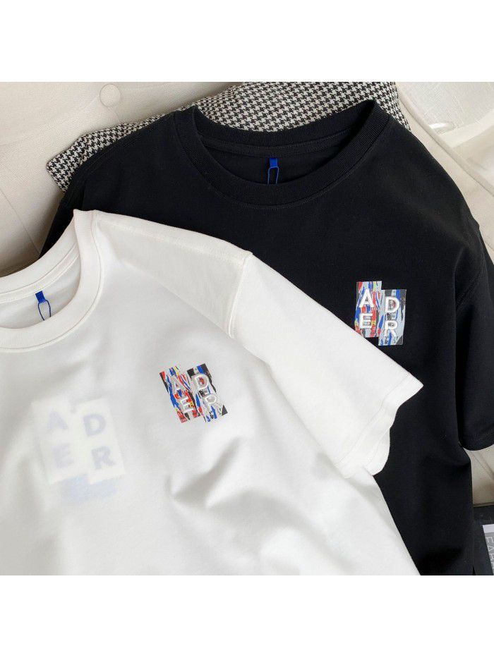 New Letter Graffiti Embroidery T-shirt Round Neck Loose Versatile Print Casual Couple Short Sleeve 