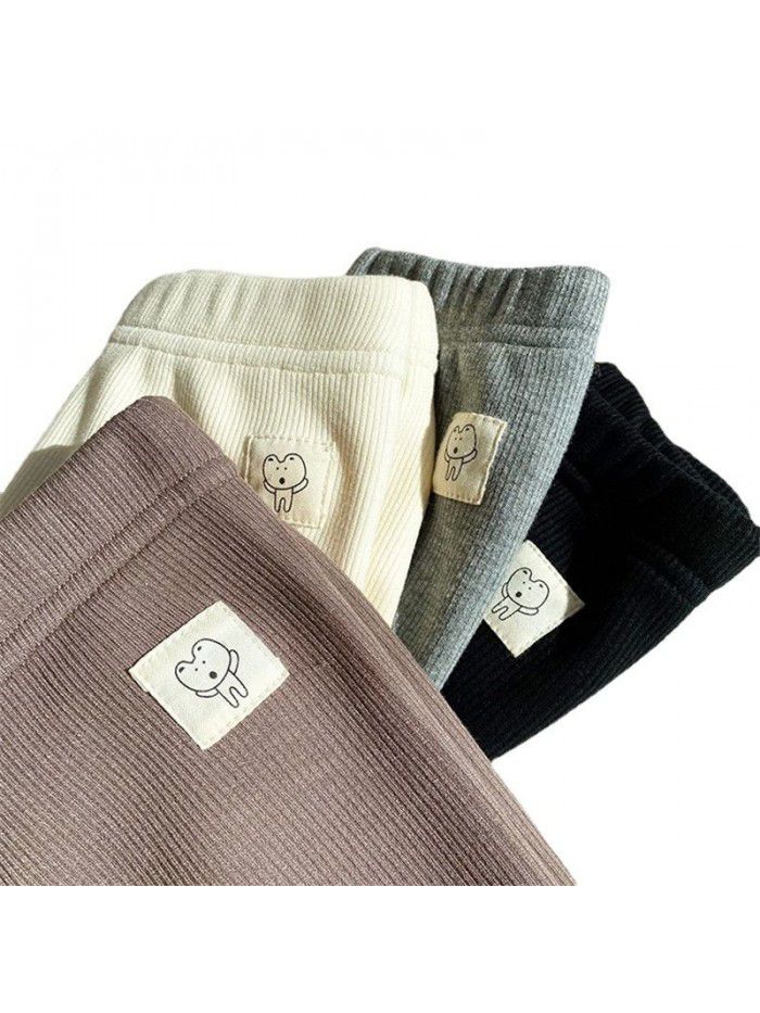 Autumn and winter girls' baby plush slim fitting elastic pants for children's composite one piece milk protein velvet leggings 