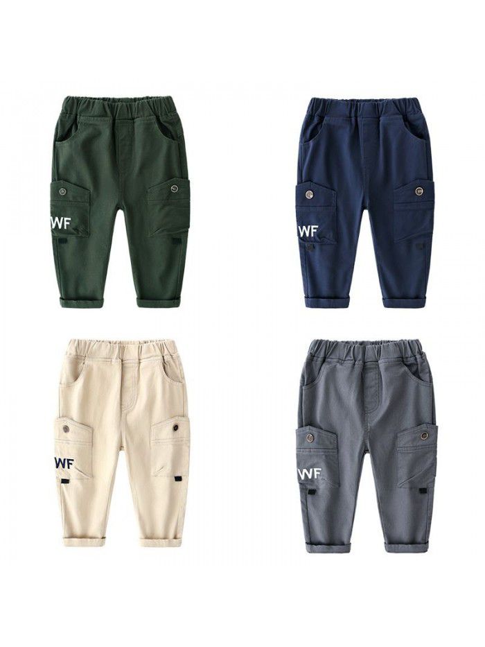Boys' Pants New Spring and Autumn Seasons New Western-style Workwear Pants Children's Pants Middle School Children's Casual Pants Tide 