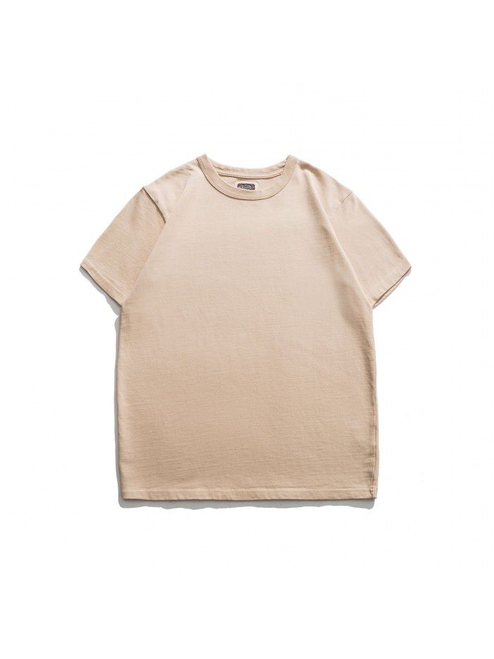 Double Yarn Pure Cotton Casual T-shirt Heavyweight High Quality Durable Underlay 