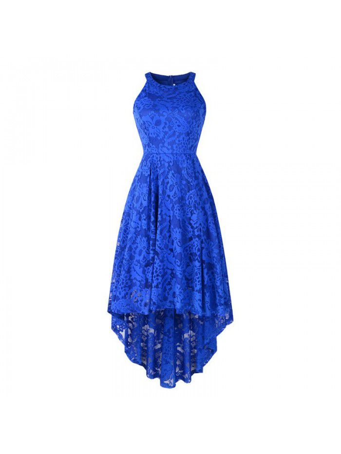 New popular women's summer neckline sleeveless cocktail swing lace dress 
