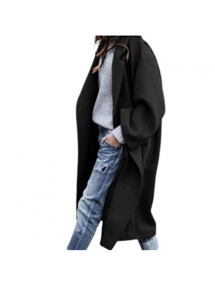 Autumn and winter Korean thick coat women's woolen windbreaker coat with flip collar for warmth