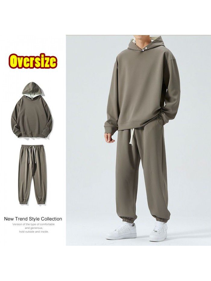 Set of men's autumn new casual sports long sleeved pants, two-piece set of trendy and handsome clothes 