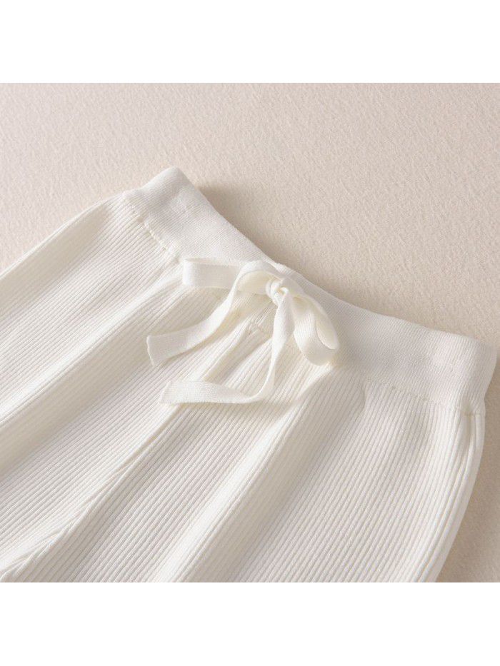 Thickened warm knitted wide leg trousers for women with high waist elastic drape straight leg trousers for small men's floor mops casual leggings 