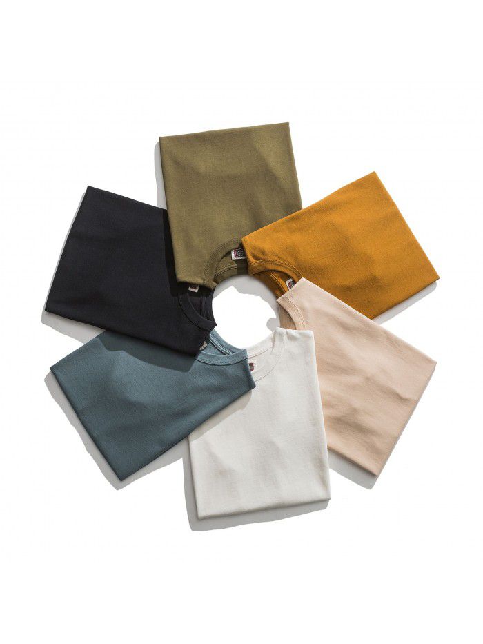 Double Yarn Pure Cotton Casual T-shirt Heavyweight High Quality Durable Underlay 