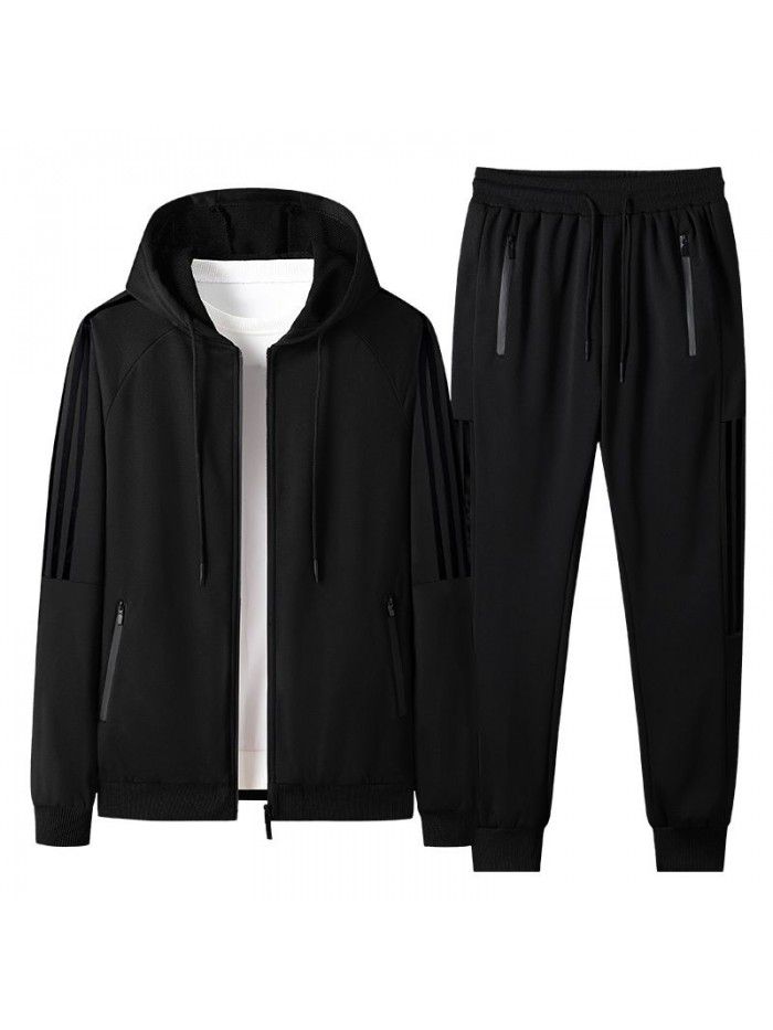 Sports suit men's cardigan sweater, spring and autumn slim, oversized, handsome, one set paired with two sets of trendy youth pants 