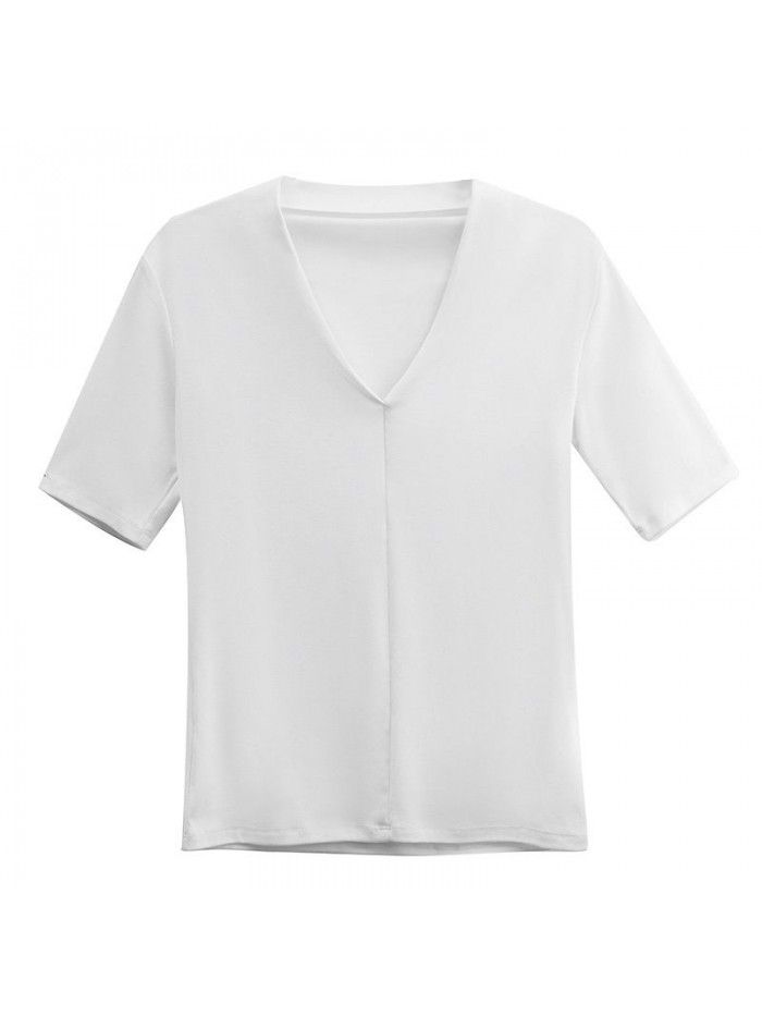 Summer Women's New Western Style Cotton V-neck Short Sleeve Short Sleeve Slim Fit Top T-shirt for Women 