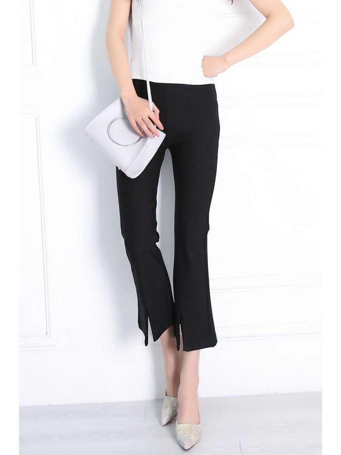 Autumn and Winter New Women's Casual Pants Temperament Commuter Split Flare Pants Nine Split Wide Leg Pants 