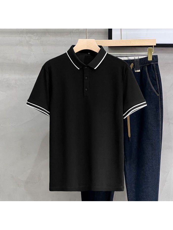 Striped Polo Custom Polo Beaded Cotton Short Sleeve Summer Men's Casual Versatile Slim Fit Paul Top 