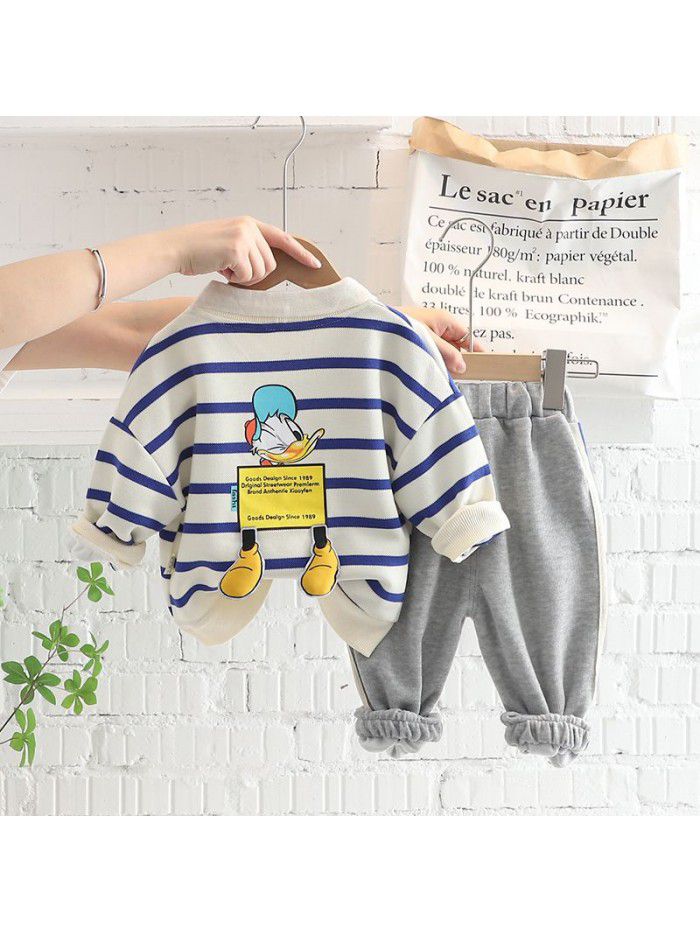 Baby Autumn Fashion Fashionable Children's Clothing Boys 2 Children Autumn Children's Clothing Babies 1 Year Old Boys' Sweater Set Spring and Autumn 