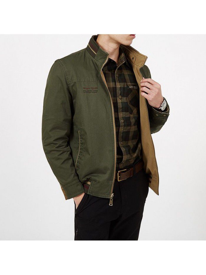 Men wearing double-sided jackets, all cotton casual middle-aged double-sided jackets, cross-border jackets, oversized tops