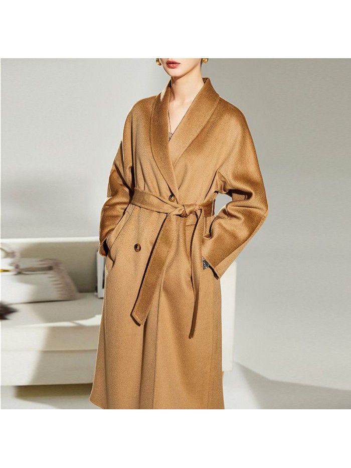 Water ripple double-sided cashmere coat for women's autumn and winter fashion double-sided woolen coat for women's woolen coat