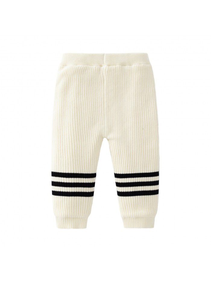 Autumn New Bottom Pants Dark Grey Versatile Girls' Knitted Pit Strips Casual Bottom Pants 