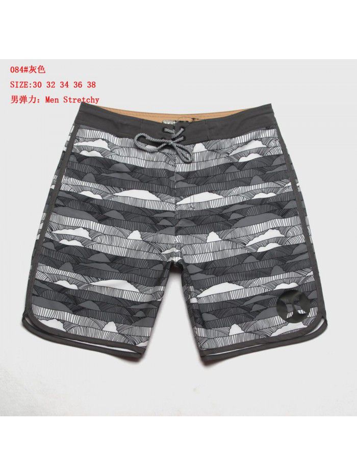 New Men's Elastic Surfing Beach Pants Sports Running Quick Dry Fitness Casual Style Five-point Shorts 