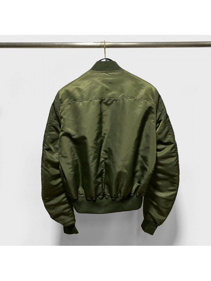 Green zippered large pocket men's flying jacket baseball jacket cotton jacket