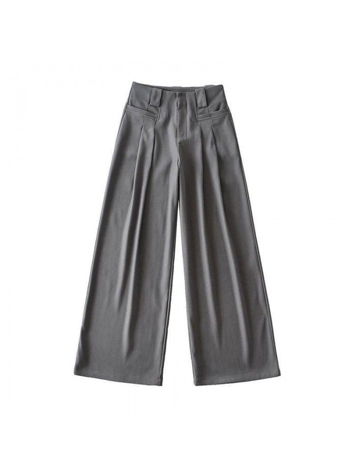 High Waist Wide Leg Suit Pants for Women's Autumn New Network Red Spicy Girl Loose Large Leg Sagging Slim Straight Leg Pants 