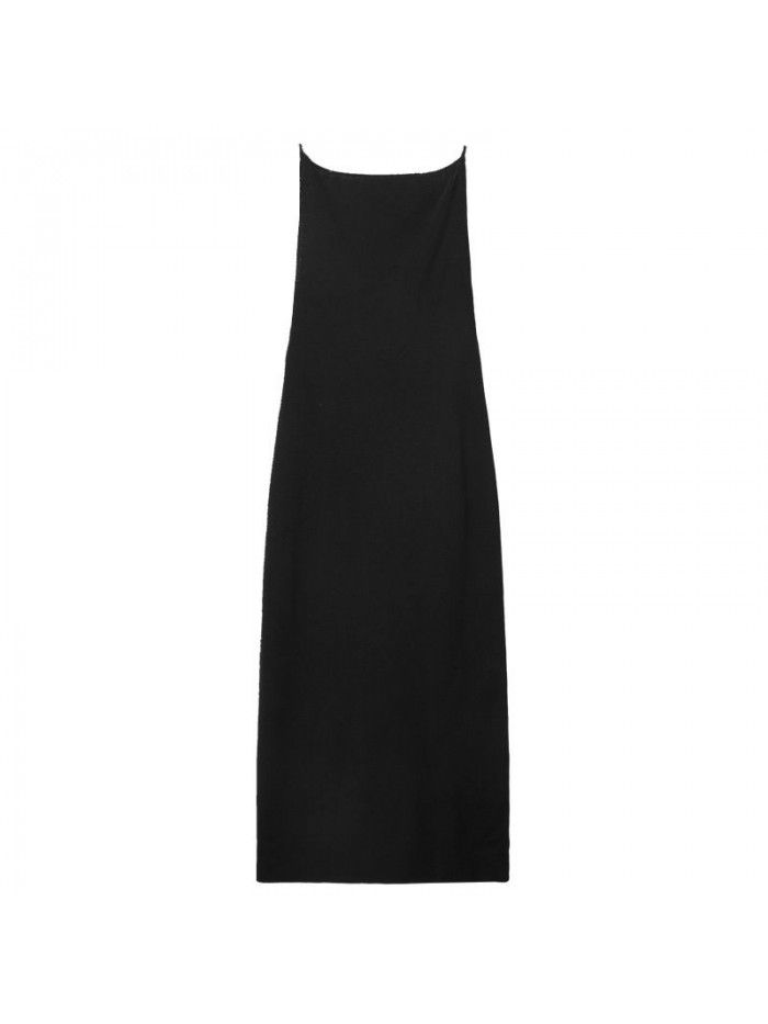 Spring and summer new women's clothing temperament simple knit suspender dress sexy backless small black dress 