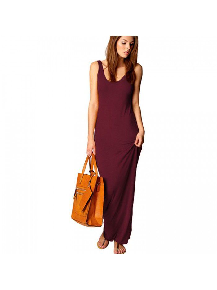 Summer New Casual Women's Subsexy Tank Top Long Dress Sleeveless Slim Fit Dress 