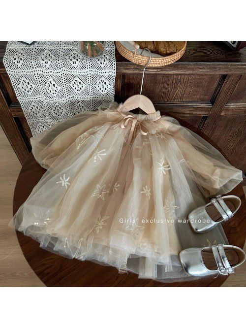 Korean Children's Wear New Autumn Girls' Mesh Prin...