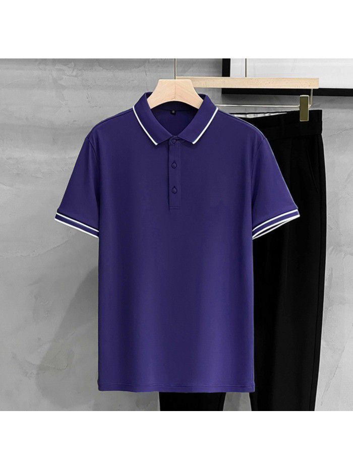 Striped Polo Custom Polo Beaded Cotton Short Sleeve Summer Men's Casual Versatile Slim Fit Paul Top 
