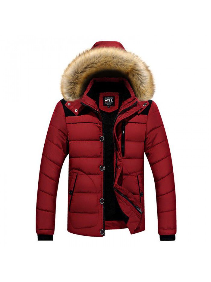 Cotton jacket for men in autumn and winter, jacket for men in winter, plush and thick cotton jacket, plus size cotton jacket