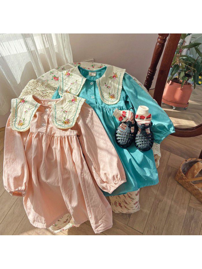 Autumn style small and medium-sized girl children's dress princess skirt cotton long sleeved children's skirt 