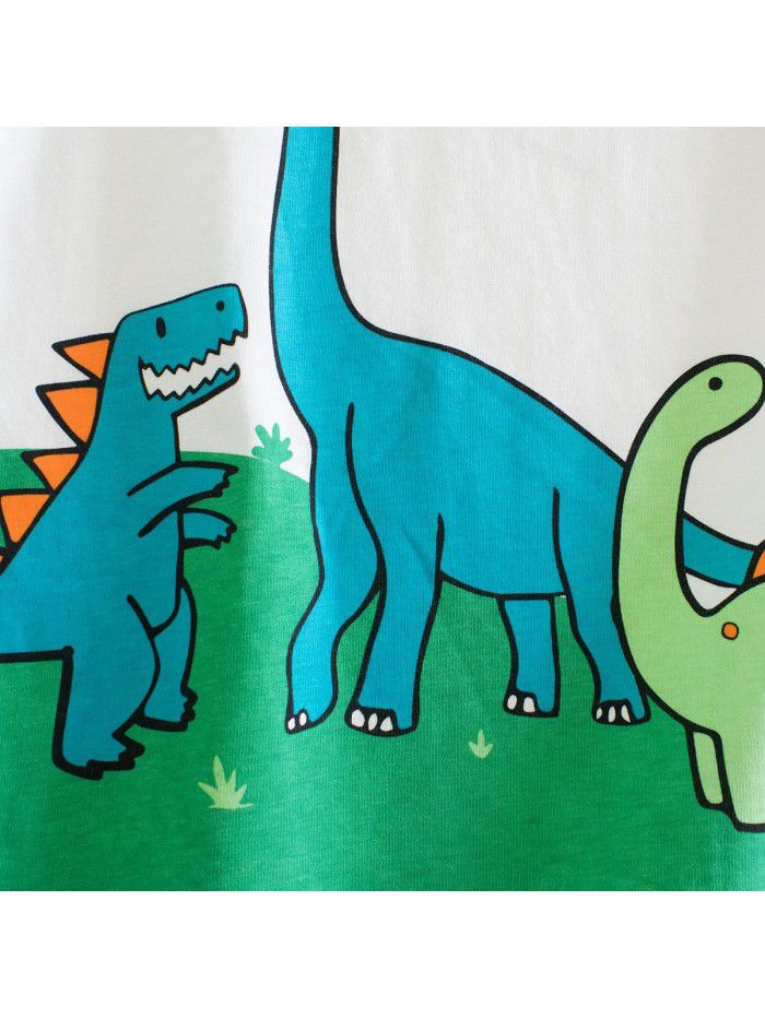 Children's clothing autumn new product Korean version children's long sleeved T-shirt dinosaur boy base shirt 