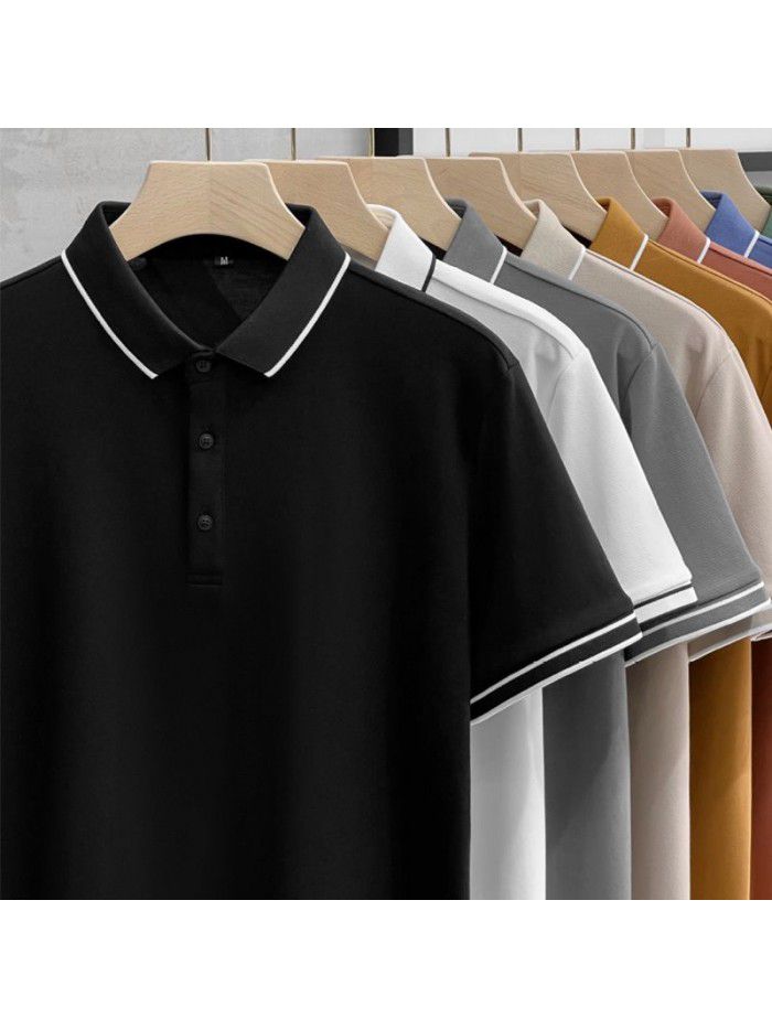 Striped Polo Custom Polo Beaded Cotton Short Sleeve Summer Men's Casual Versatile Slim Fit Paul Top 