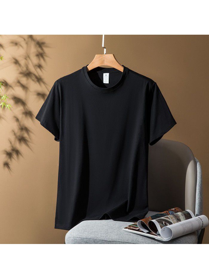 Thick Short Sleeve T-shirt for Men and Women Combed Pure Cotton Spring/Summer Solid Color Loose Half Sleeve Underlay Shirt 