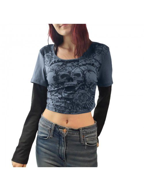 Women's tight fitting long sleeved T-shirt Street ...