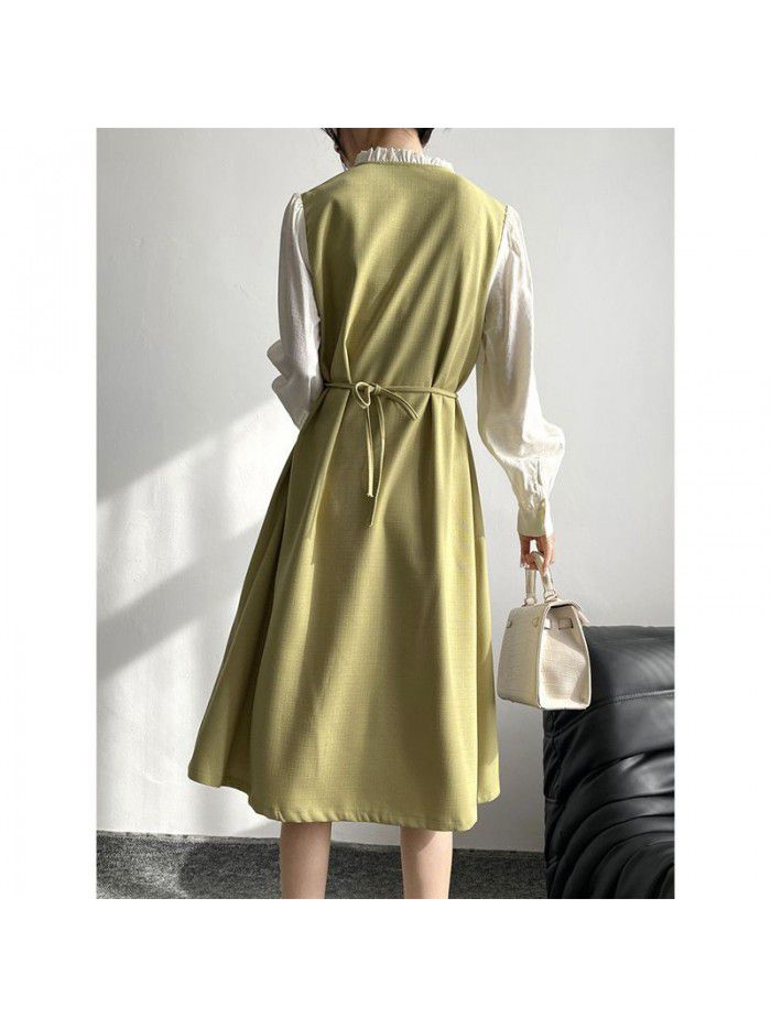 New French V-neck Dress for Women's Spring and Autumn High end Fashion Versatile Dress for Children 