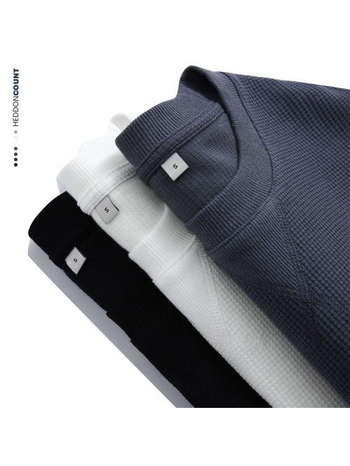 Waffle Long Sleeve T-shirt Men's Heavyweight ...