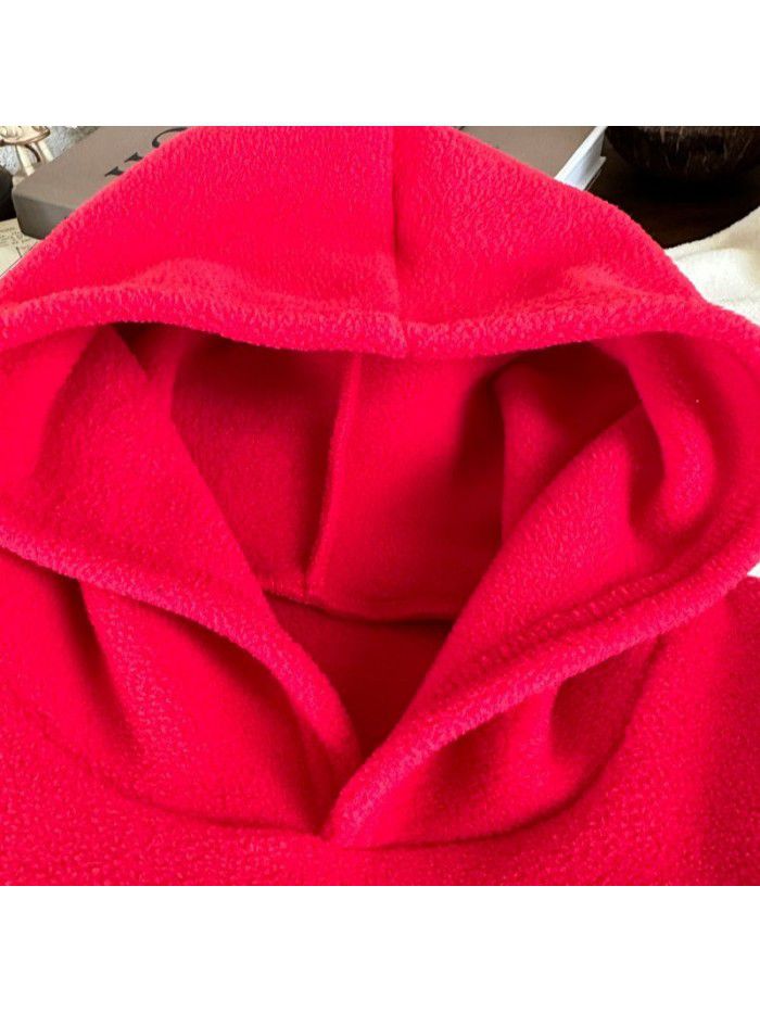 Autumn and winter plush children's hoodie casual and westernized Korean version sports long sleeved sweater paired with children's top 