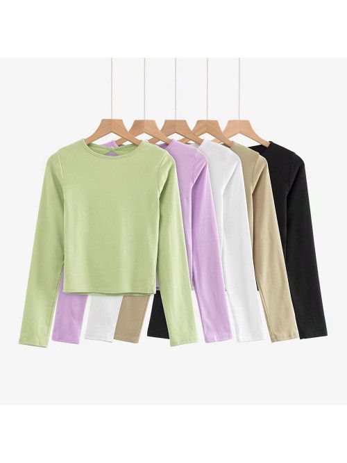 Long sleeve T-shirt sexy water drop large open bac...