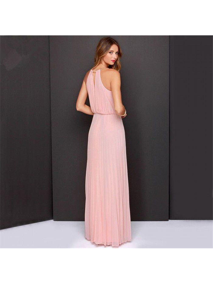 Popular sleeveless bridle pleated fashion sexy dress dress 