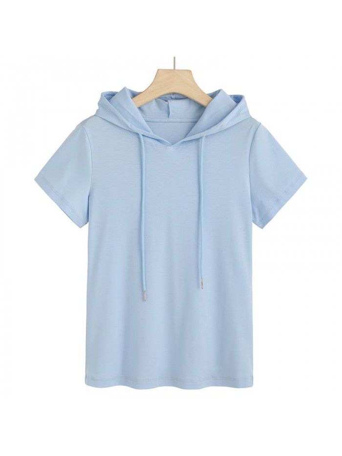 Silk Cotton T-shirt Women's Fashion Korean Hooded Super Hot New Style 