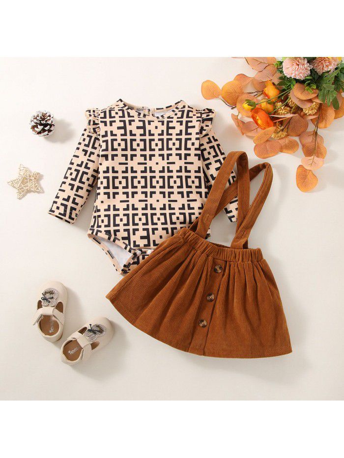 Baby Clothing Autumn New Long Sleeve Bodysuit Baby Strap Dress 