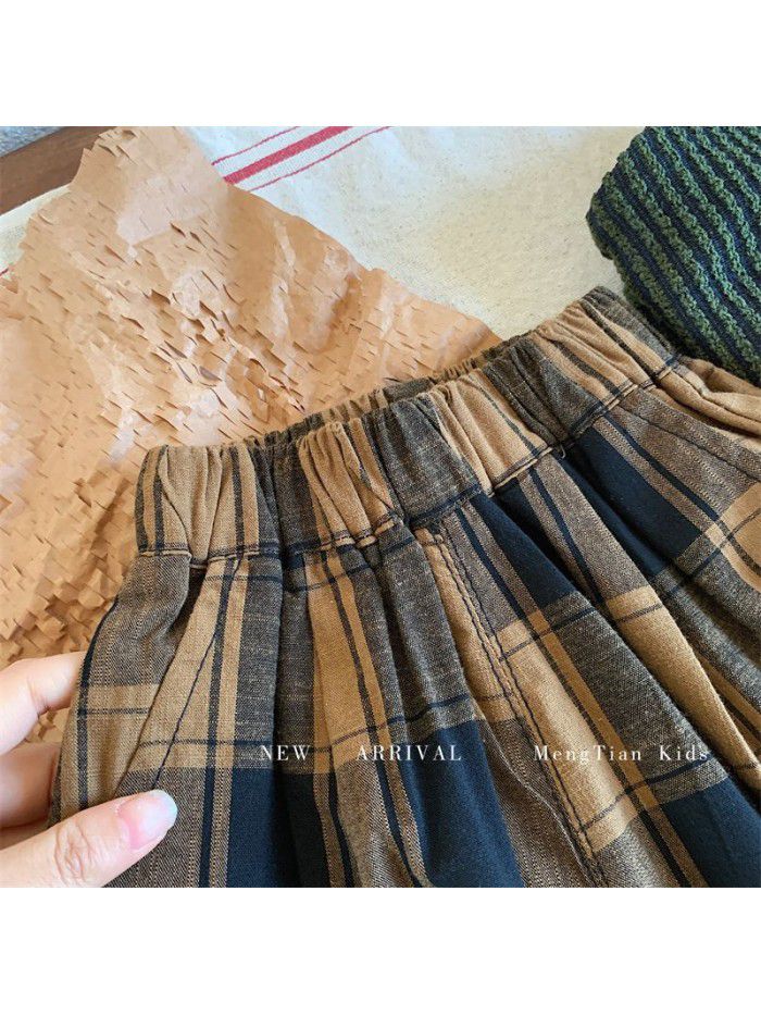 Spring and Autumn New Children's Pants Children's Korean Checkered Pants Men's Fashion Spring and Autumn Leisure Pants 