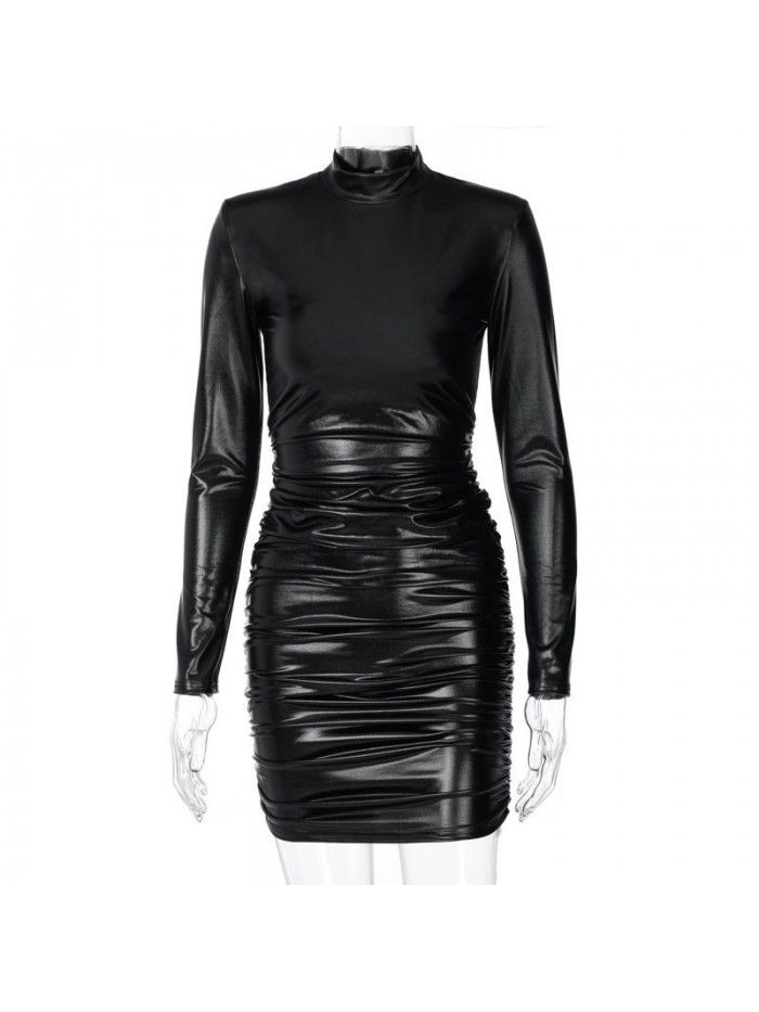Women's Winter New Fashion Sexy Slim Fit Slim Ruffled Long Sleeve Dress 