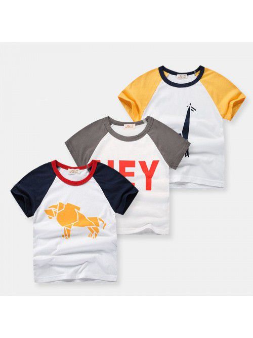 Summer children's short sleeved T-shirt, boys' pur...