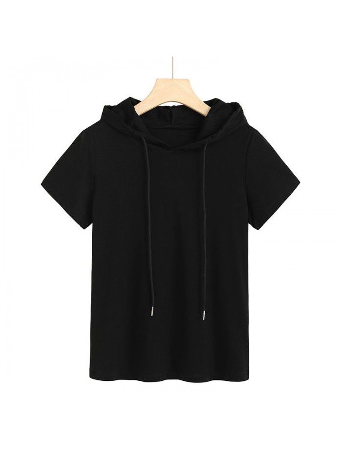 Silk Cotton T-shirt Women's Fashion Korean Hooded Super Hot New Style 